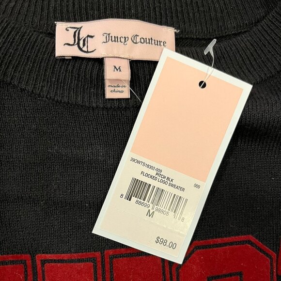 JUICY COUTURE Women's Black Flocked Logo Sweater - NWT $98 - Picture 4 of 5